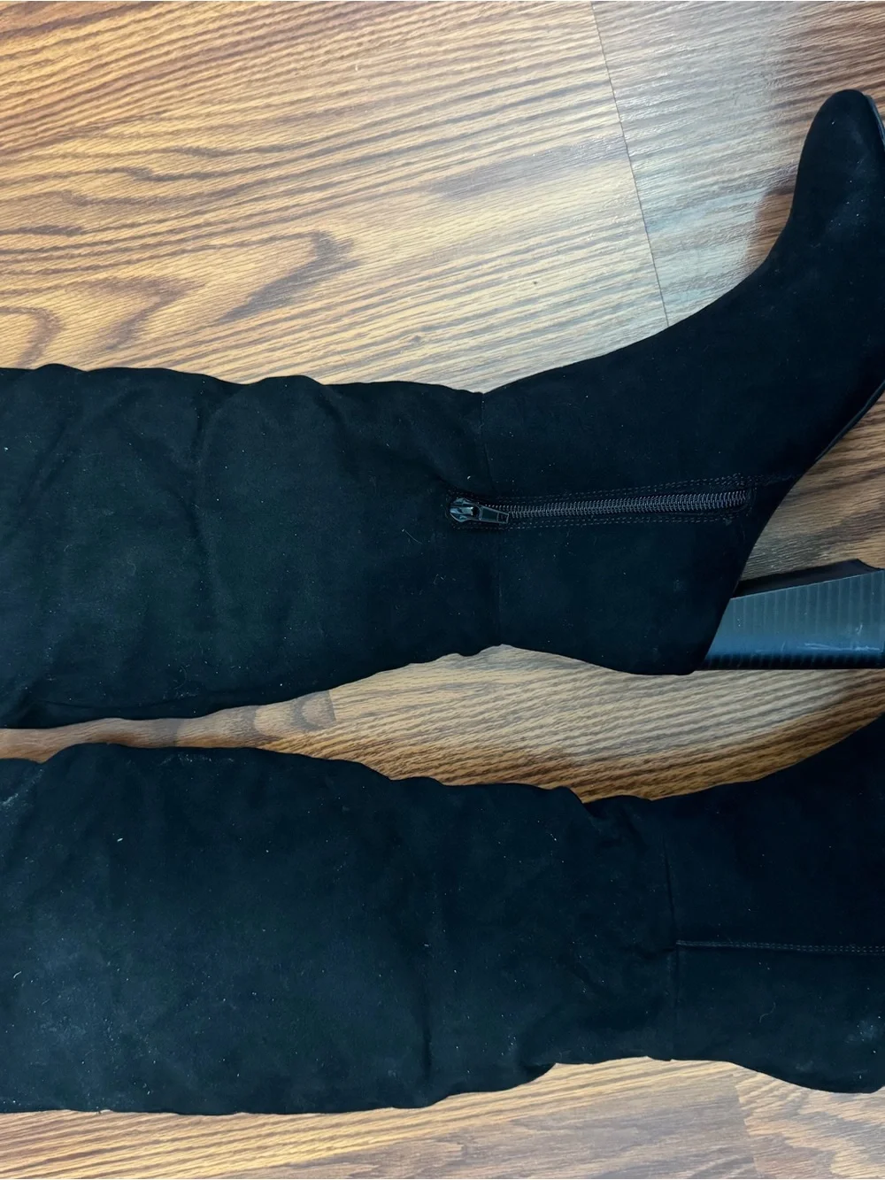 Sugar Black Over-The-Knee Block Heel Boots